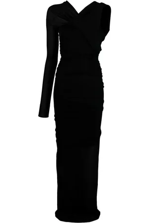 Saint Laurent Semi-sheer one-sleeve long dress