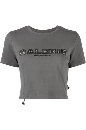 Musium Div. Crystal-embellished cropped T-shirt