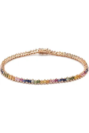 Suzanne Kalan 18kt rose gold Princess Midi Rainbow sapphire tennis bracelet