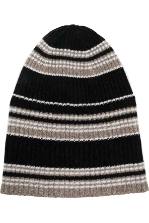 Barrie Cashmere striped beanie hat