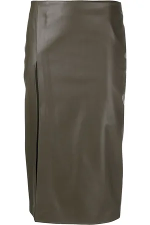 BLANCA Front slit-detail midi skirt