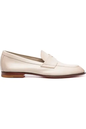santoni Leather penny loafers