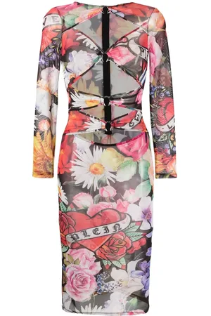 Philipp Plein Love Flowers midi dress