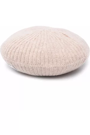 Ganni Women Hats - Rib-knit logo-patch beret