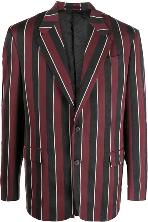 VERSACE Regimental Stripes-print single-breasted blazer