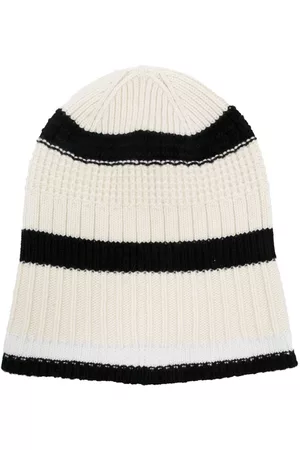 Barrie Beanies - Textured stripes cashmere beanie hat