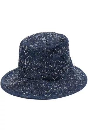 Patrizia Pepe Denim rhinestone embellished bucket hat