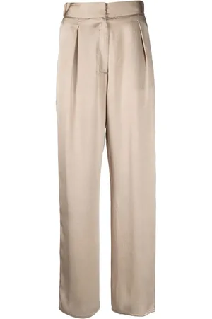 DUSAN Cropped silk palazzo pants