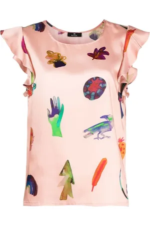 Paul Smith Ruffle-sleeve graphic-print T-shirt