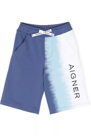 Aigner Kids logo-patch drawstring shorts - Blue