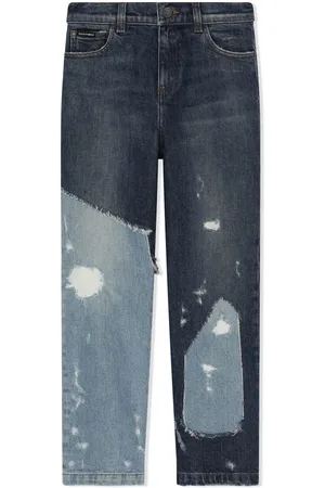 Dolce & Gabbana Patchwork-denim straight-leg jeans