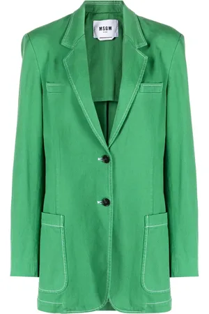 Msgm Contrast-stitch denim blazer