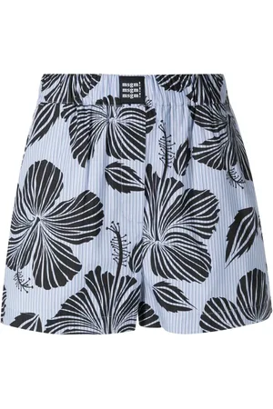 Msgm Striped floral-print shorts