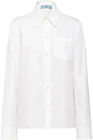 Prada Logo-embroidered poplin shirt