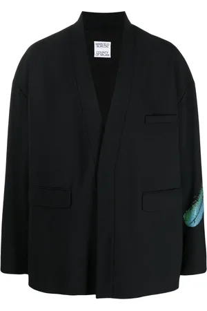 MARCELO BURLON Feather-print kimono-inspired blazer