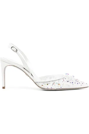 RENE CAOVILLA Lace embellished sling back pumps