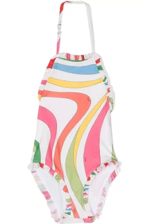 PUCCI Junior Girls Swimming Costumes - Graphic-print ruffled swimsuit