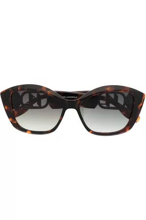Karl Lagerfeld Tortoiseshell-effect logo-engraved sunglasses