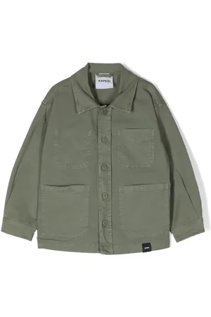 Aspesi Kids mélange-effect zip-up shirt jacket - Grey