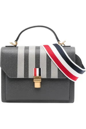 Thom Browne Appliqu??-stripe leather satchel