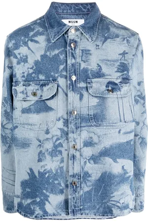 Msgm Palm tree-print cotton shirt