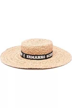 ERMANNO SCERVINO Logo-print ribbon raffia hat