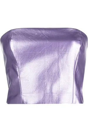 ROTATE Metallic strapless cropped top