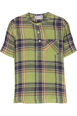 BONPOINT Tartan collarless shirt