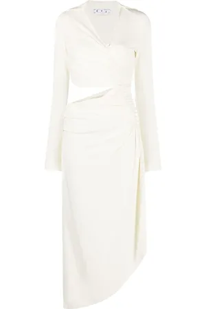 OFF-WHITE Vi-Crepe draped midi dress