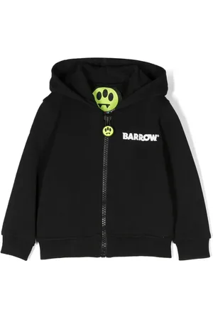 BARROW Logo-print detail zipped hoodie