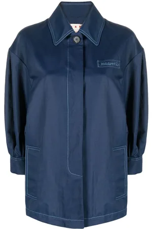 Marni Logo-embroidered pleat-detail shirt jacket
