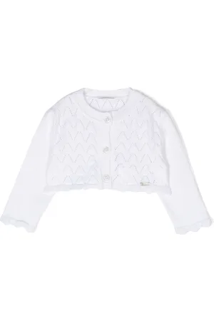Le Bebé Enfant Knitted perforated-detail cardigan