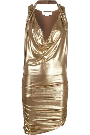 GENNY Metallic cowl-neck dress