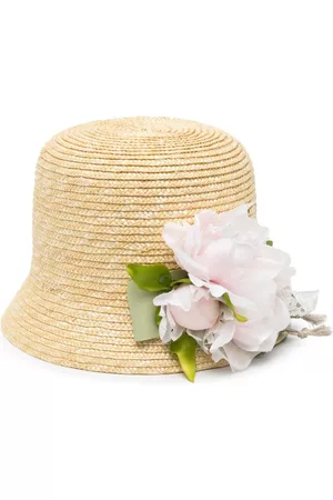 Piccola Ludo Floral-appliqué straw hat