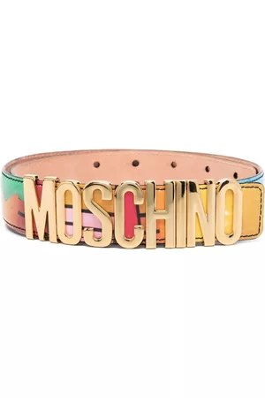 Moschino Women Belts - Abstact-print logo-plaque belt