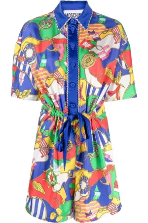 Moschino Women Playsuits - Graphic-print silk playsuit