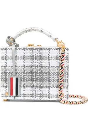 Thom Browne Mini woven tartan tweed bag