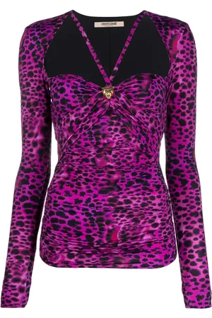 Roberto Cavalli Leopard-print cut-out top