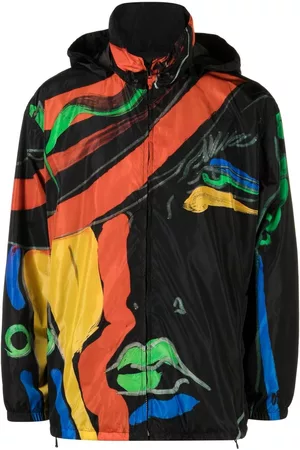 Moschino Men Jackets - Artistic-print hooded jacket