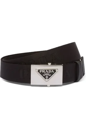 Prada Triangle-logo woven belt
