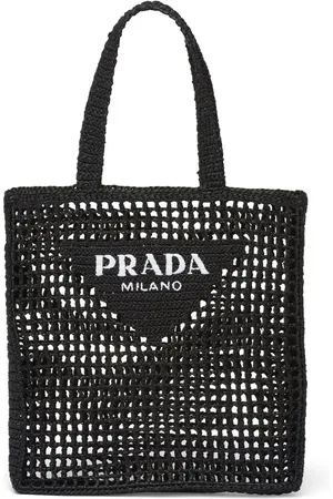 Prada Woven-logo raffia tote bag