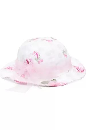 MONNALISA Floral-print tulle-trim hat