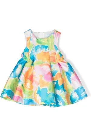 Abel & Lula Floral-appliqué belted dress