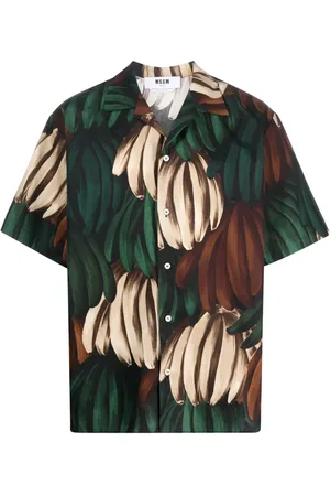 Msgm Banana-print cotton shirt