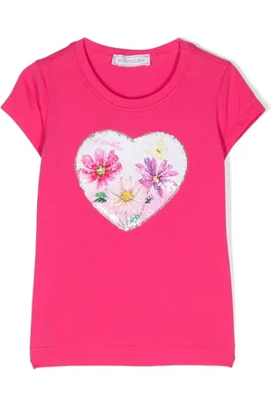 MONNALISA Sequin-embellished floral T-shirt