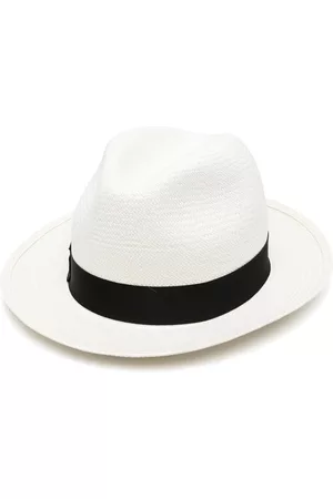 Borsalino Ribbon-detail straw fedora hat