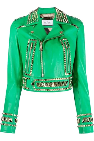 Philipp Plein Gothic Plein cropped leather jacket