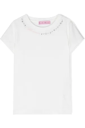 MISS BLUMARINE Embroidered-logo cotton T-shirt