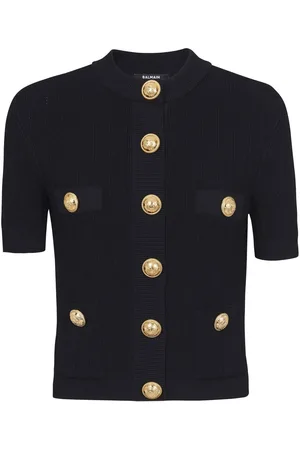 Balmain Embossed-button short-sleeve cardigan
