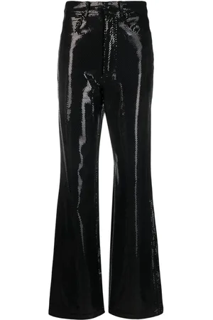 ROTATE Foil jersey straight-leg trousers